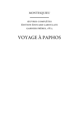 Couverture de Montesquieu - 19 Voyage à Paphos